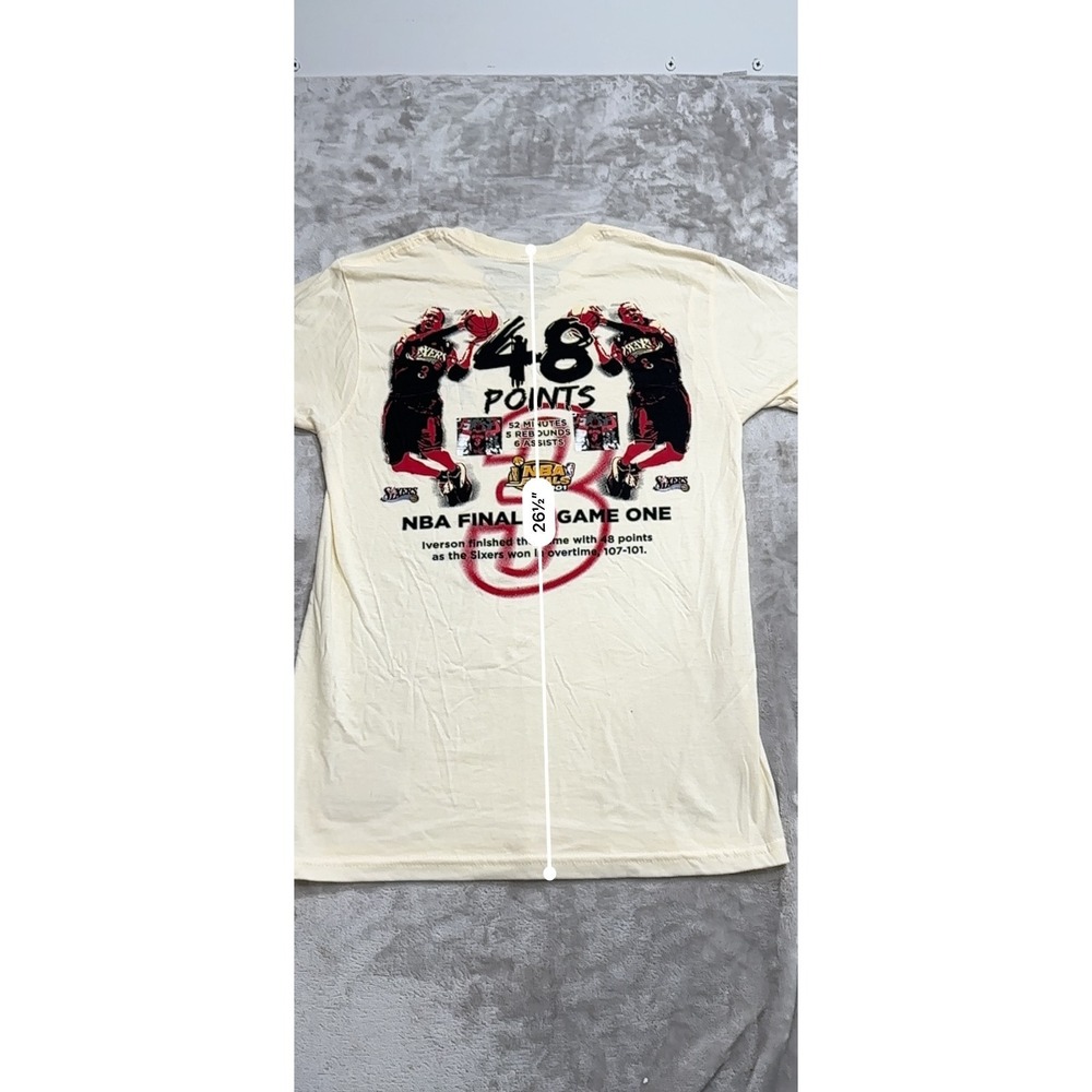 Allen Iverson Philadelphia 76ers T-Shirt Mens Size Small Cream 2001 Finals NWOT - Picture 9 of 9